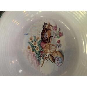 Century Stoneware Decorative Plate with Cat and Sunflower Design
